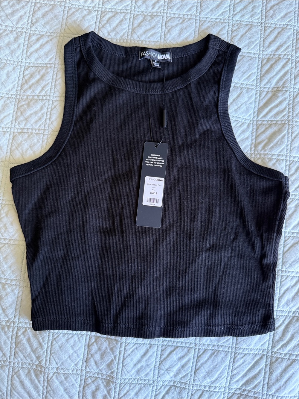 Fashion Nova Black Ribbed Crop Tank